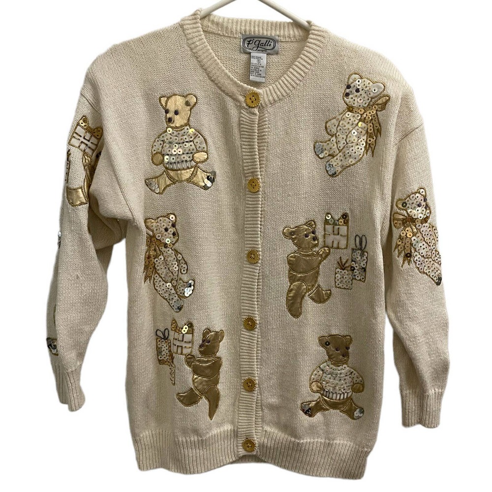 Christmas Sweater Vintage size Small by P’Galli designs Teddy Bears